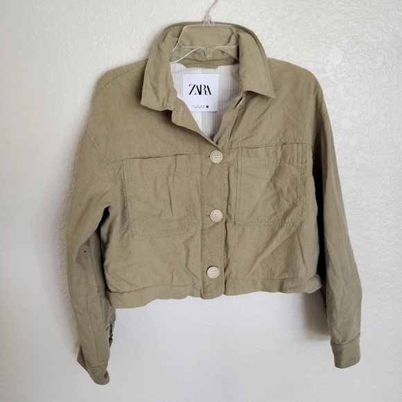 Zara Crop Boxy Lightweight Utility Jacket Sz L - Picture 1 of 8
